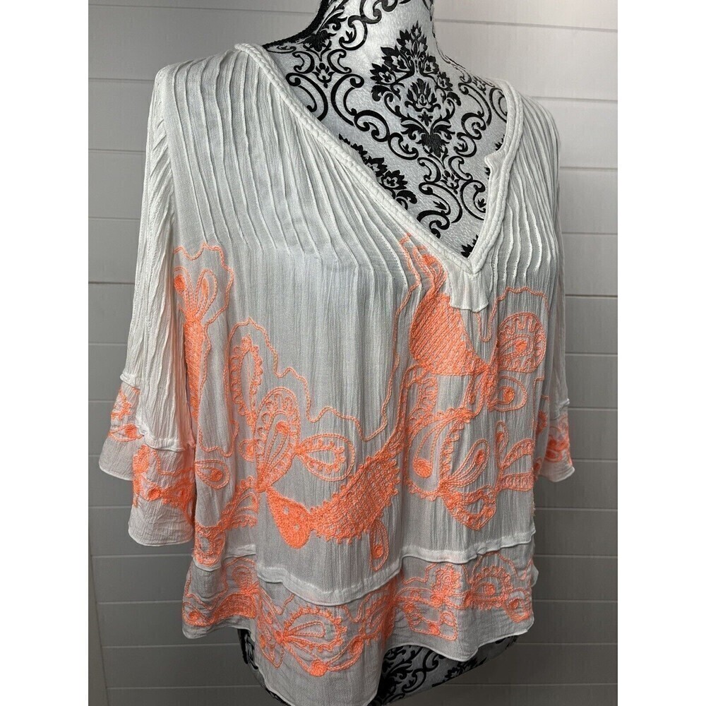 Poupette St. Barth Boxy Top Womens One Size Embroidered Viscose Beach Resort